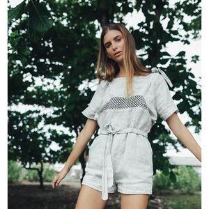 INNIKA CHOO LINEN DAISY DUNGAREE STRIPE SIZE 1